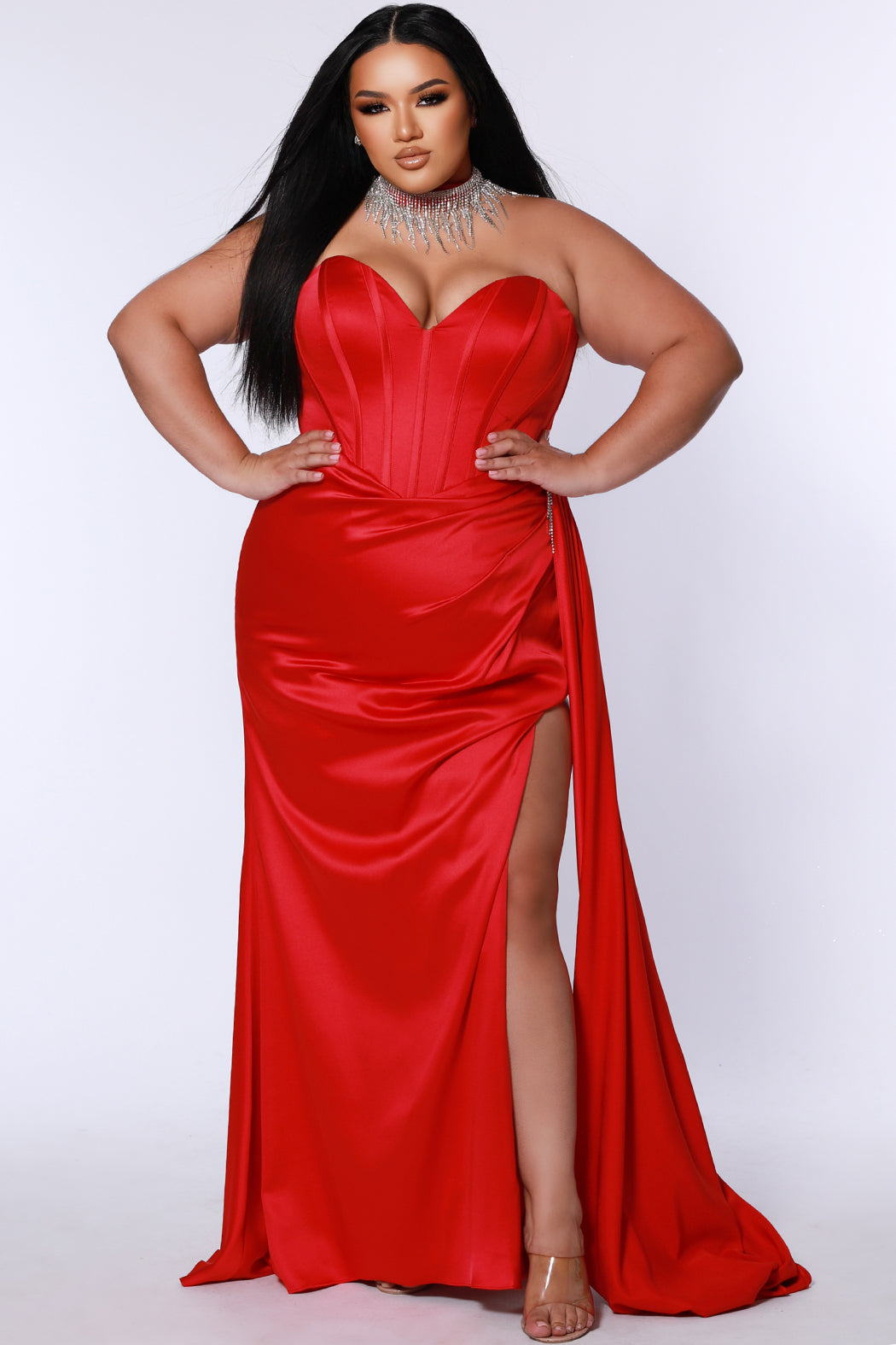 Plus Size Corset Top Off-Shoulder Gown
