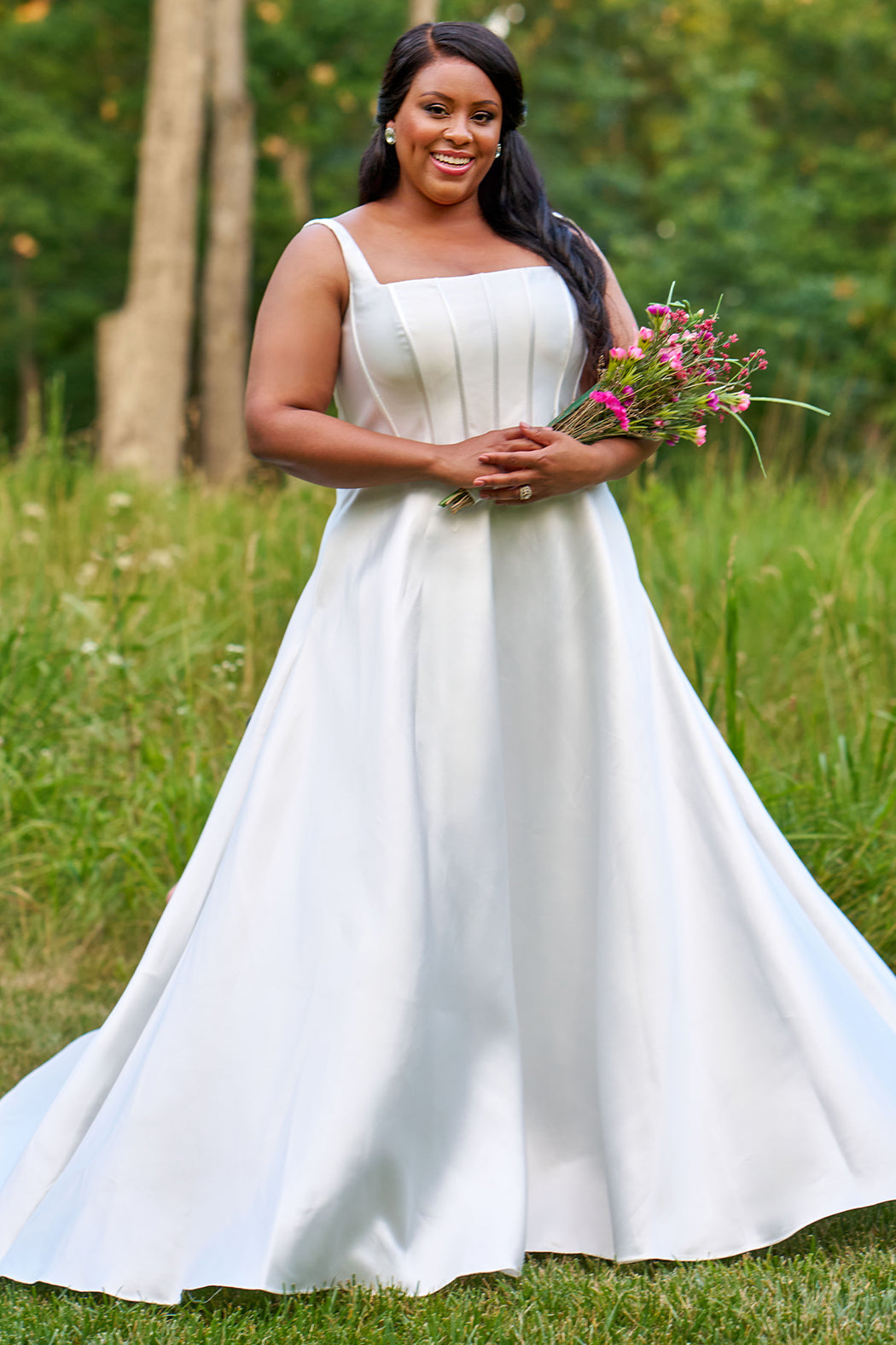 Posy Simple A-Line Satin Wedding Dress Diamond White / 36 Posy Simple A-Line Satin Wedding Dress Diamond White / 36