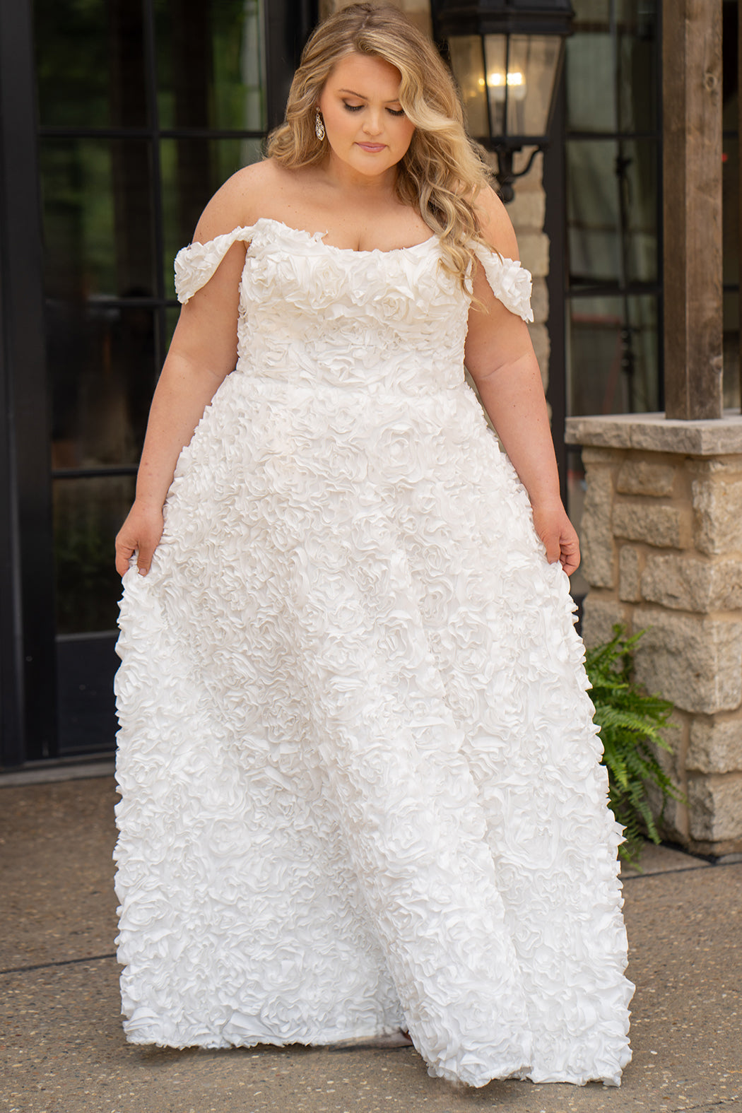 Rosette Modern Plus Size Wedding Dress Ivory / 14 Rosette Modern Plus Size Wedding Dress Ivory / 14