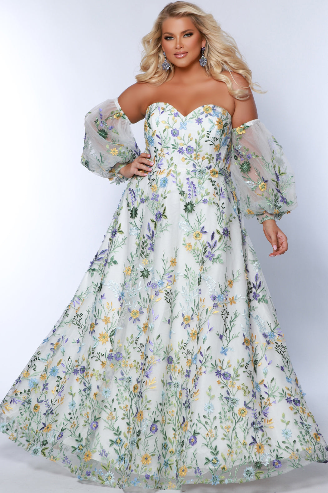 Watch Me Bloom Ivory Floral Plus Size Formal Dress Ivory Floral / 28
