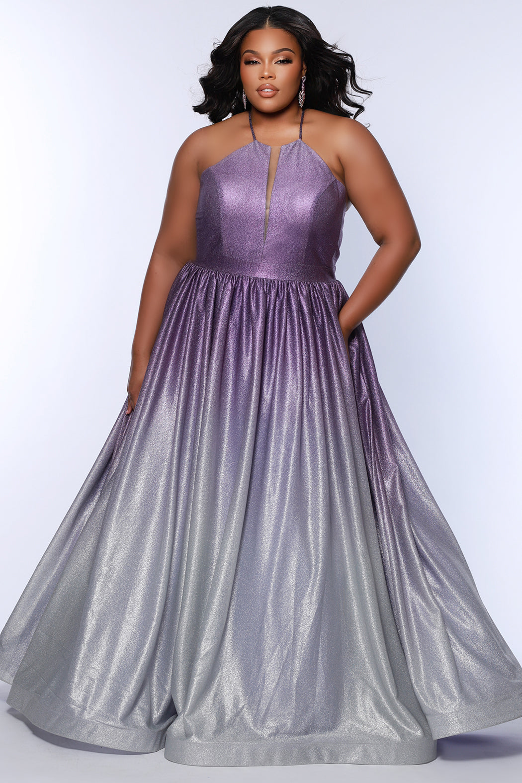 Plus Size Purple Ombre Formal A-line Dress - SC7403 Size 32 Sydney's Closet Plus Size Purple Ombre Formal A-line Dress - SC7403 Size 32 Sydney's Closet