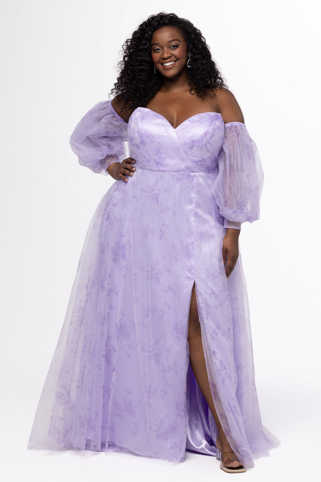 Fresh Pick Purple Floral Formal Plus-Size Dress Purple Floral / 16 Fresh Pick Purple Floral Formal Plus-Size Dress Purple Floral / 16