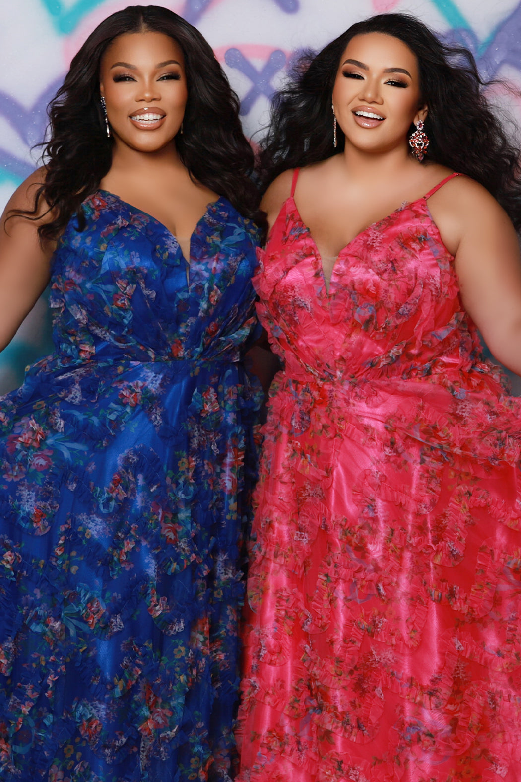 TE2508 Plus Size Floral A-Line Gown with Pockets - Sydney's Closet