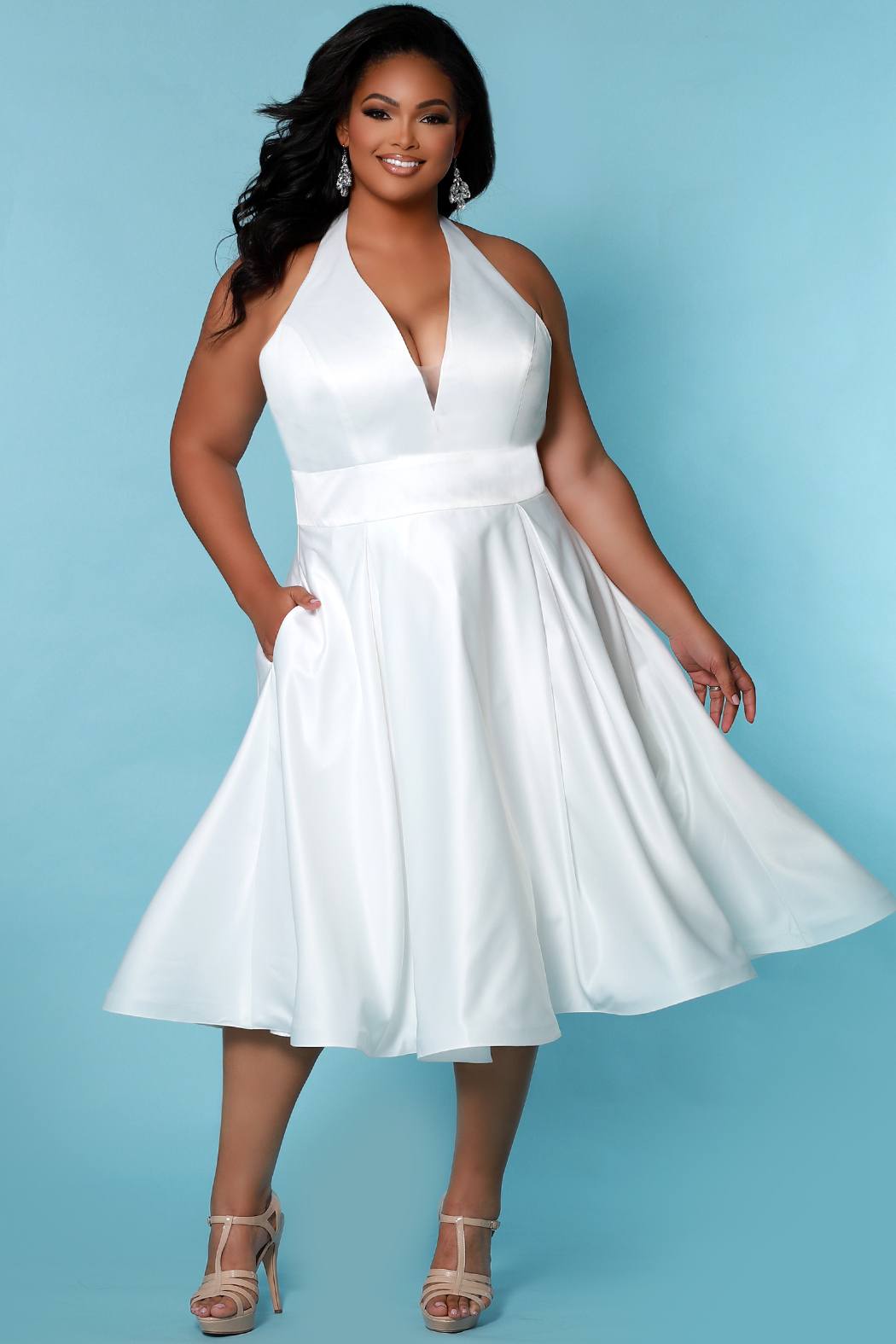 Plus size white halter dress best sale