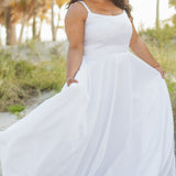 SC5281 Sydney's Bridal by Sydney's Closet Aline silhouette with scoop neckline and 1 inch straps dress features piped waistband and center back zipper available in ivory