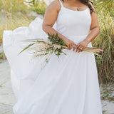 SC5281 Sydney's Bridal by Sydney's Closet Aline silhouette with scoop neckline and 1 inch straps dress features piped waistband and center back zipper available in ivory