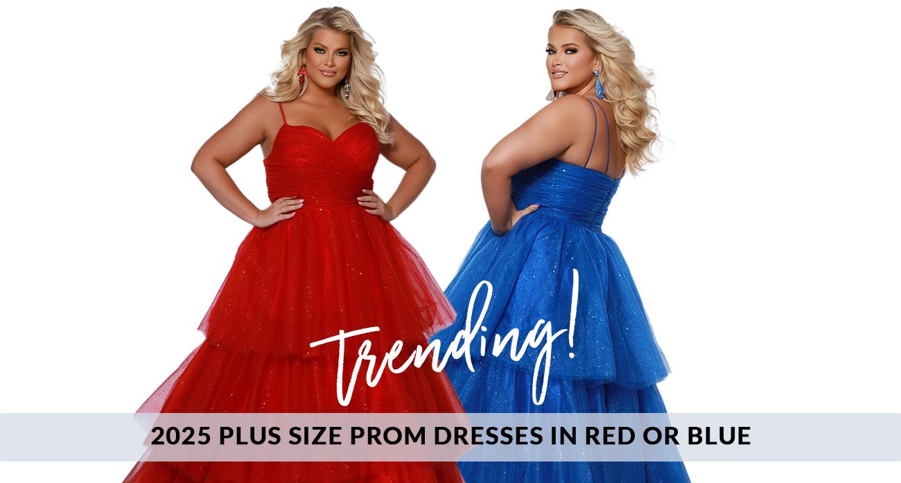 Trending! 2025 Plus Size Prom Dresses in Red or Blue
