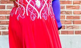 Plus Size red prom dress added purple gloves for jessica rabbit halloween costume