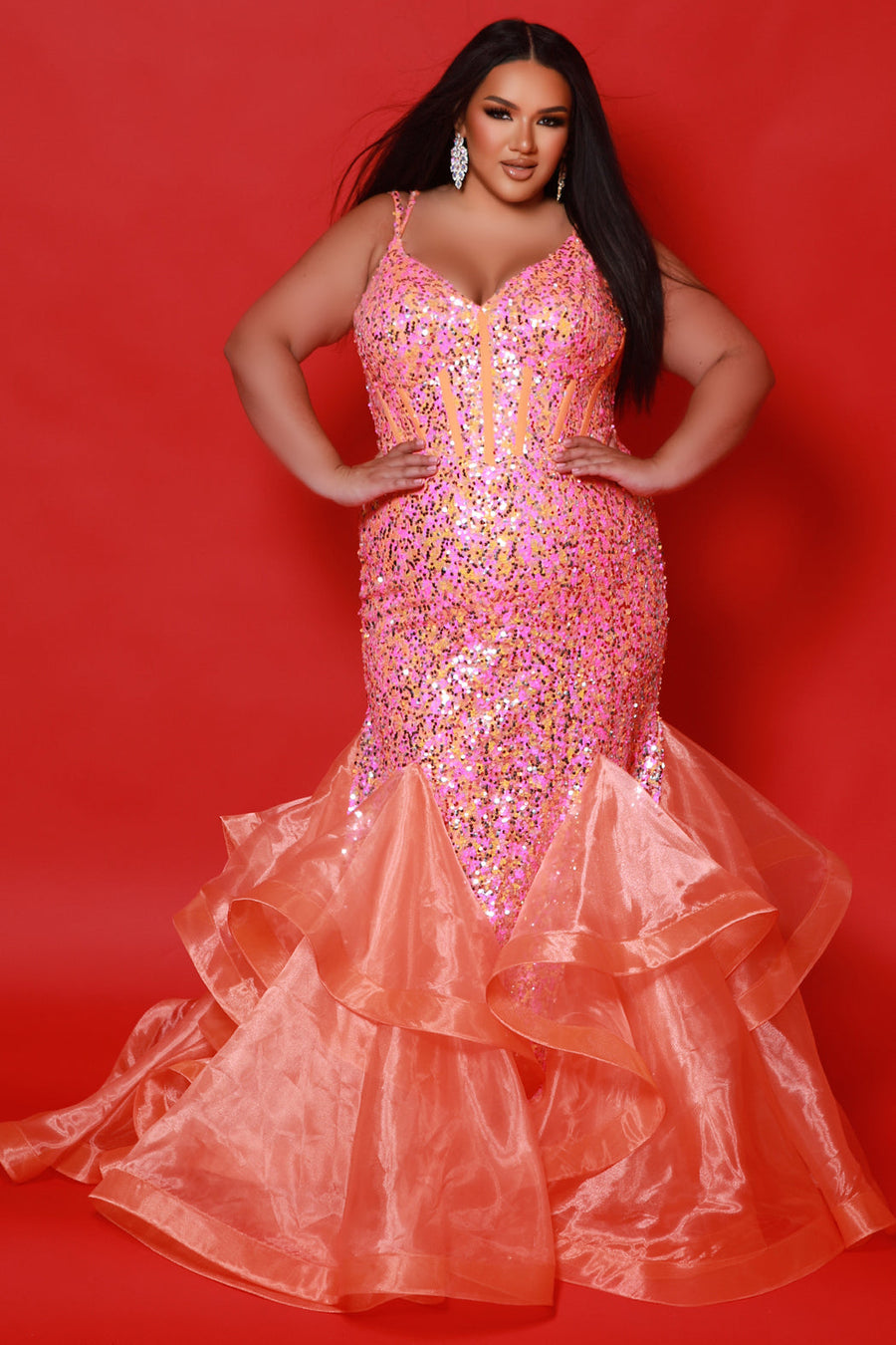 Orange Plus Size Prom Dresses