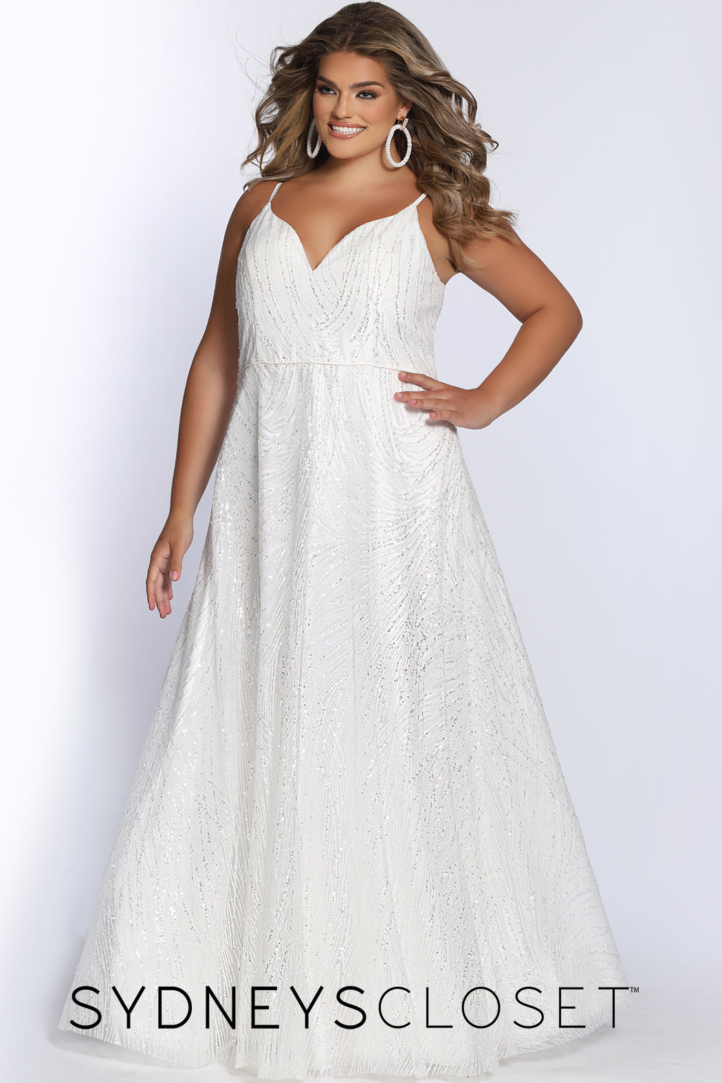 White or Ivory plus size prom dresses available in sizes 14-40 from Sydney's Closet