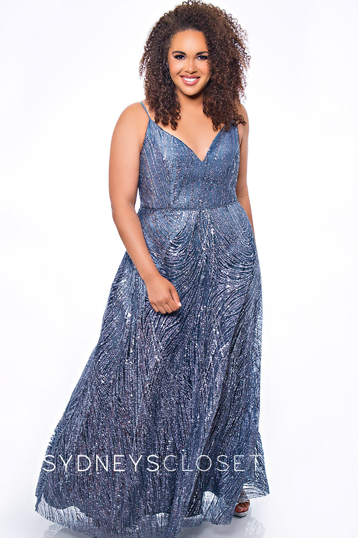 Silver Plus Size Prom Dresses