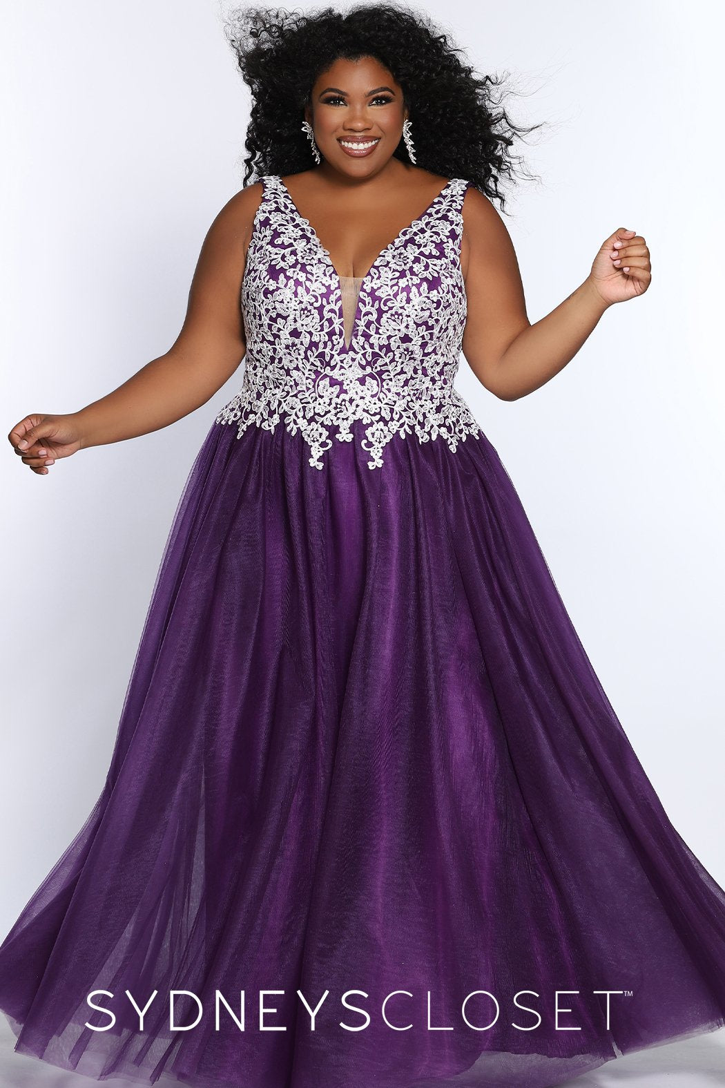 Plus-size ball gown poufy formal dresses