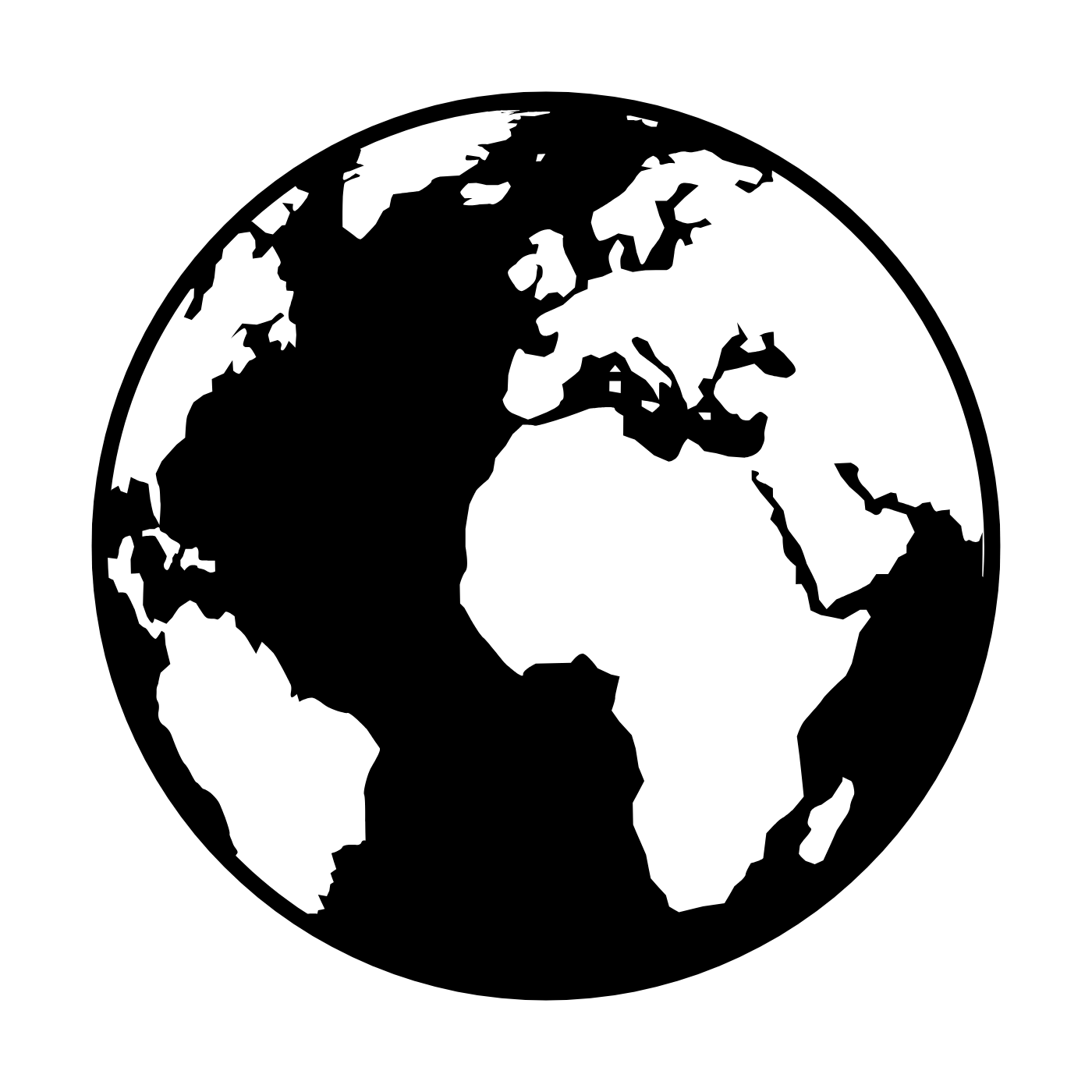 Black and white illustration of a globe