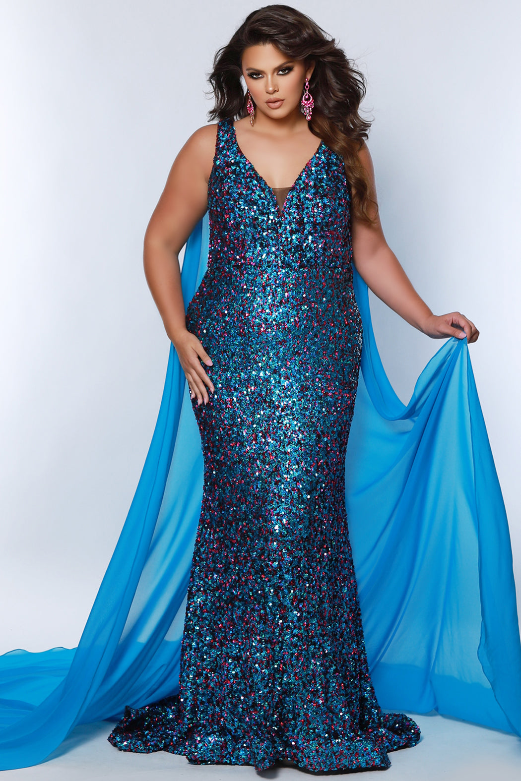 Plus Size Sequin Evening Gala Gown - Sydney's Closet JK2407