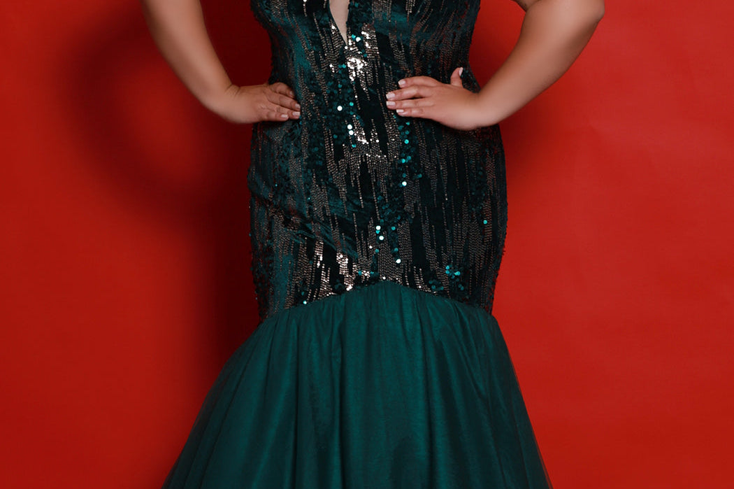 Plus Size Emerald Mermaid Pageant Gown Sydney's Closet JK2411