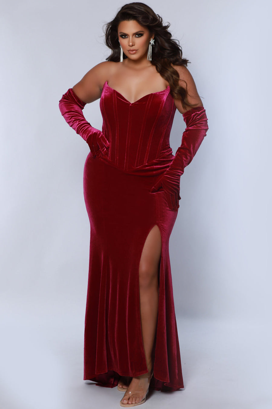 Plus Size Velvet Corset Top Evening Gown Sydney's Closet JK2418