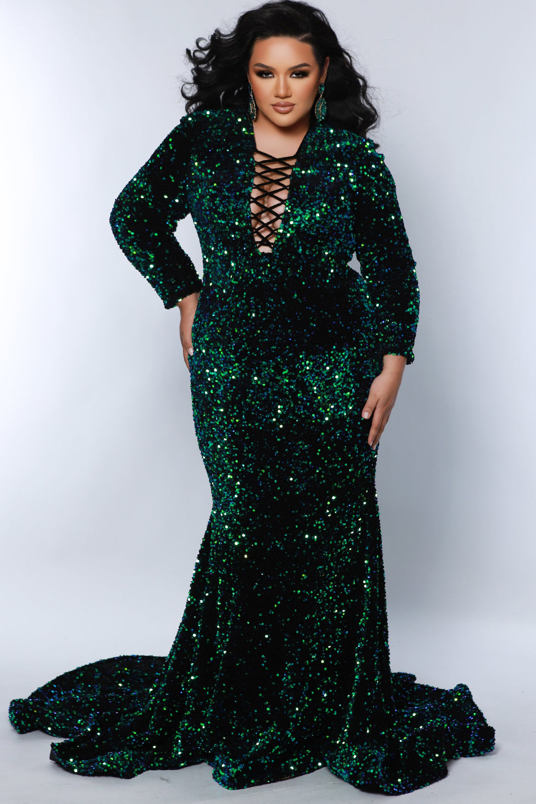 Sydneys Closet JK1201 Plus Size Long Charmeuse Overskirt