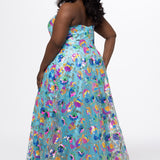 Plus Size Formal Pageant Dress JK2508 in aqua blue, onyx black or bubblegum pink. A-line sequin formal dress with pockets by Johnathan Kayne for Sydney's Closet