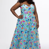 Plus Size Formal Pageant Dress JK2508 in aqua blue, onyx black or bubblegum pink. A-line sequin formal dress with pockets by Johnathan Kayne for Sydney's Closet