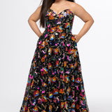 Plus Size Formal Pageant Dress JK2508 in aqua blue, onyx black or bubblegum pink. A-line sequin formal dress with pockets by Johnathan Kayne for Sydney's Closet