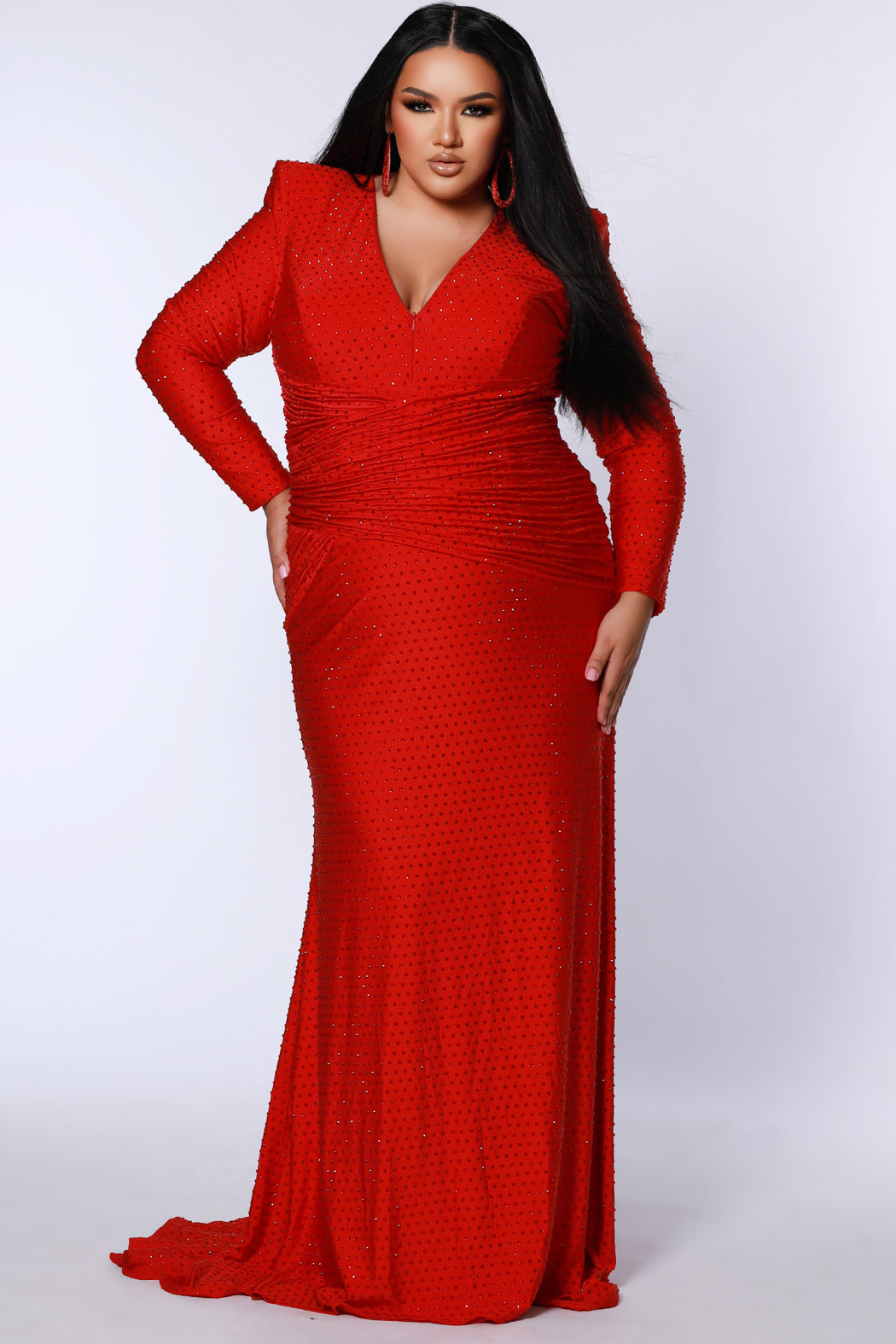 Plus Size Long Sleeve Formal Dress - Sydney's Closet JK2519