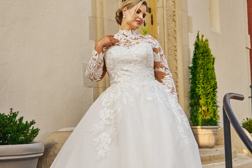 Plus-Size Ball Gown Wedding Dress Long Sleeves Michelle Bridal