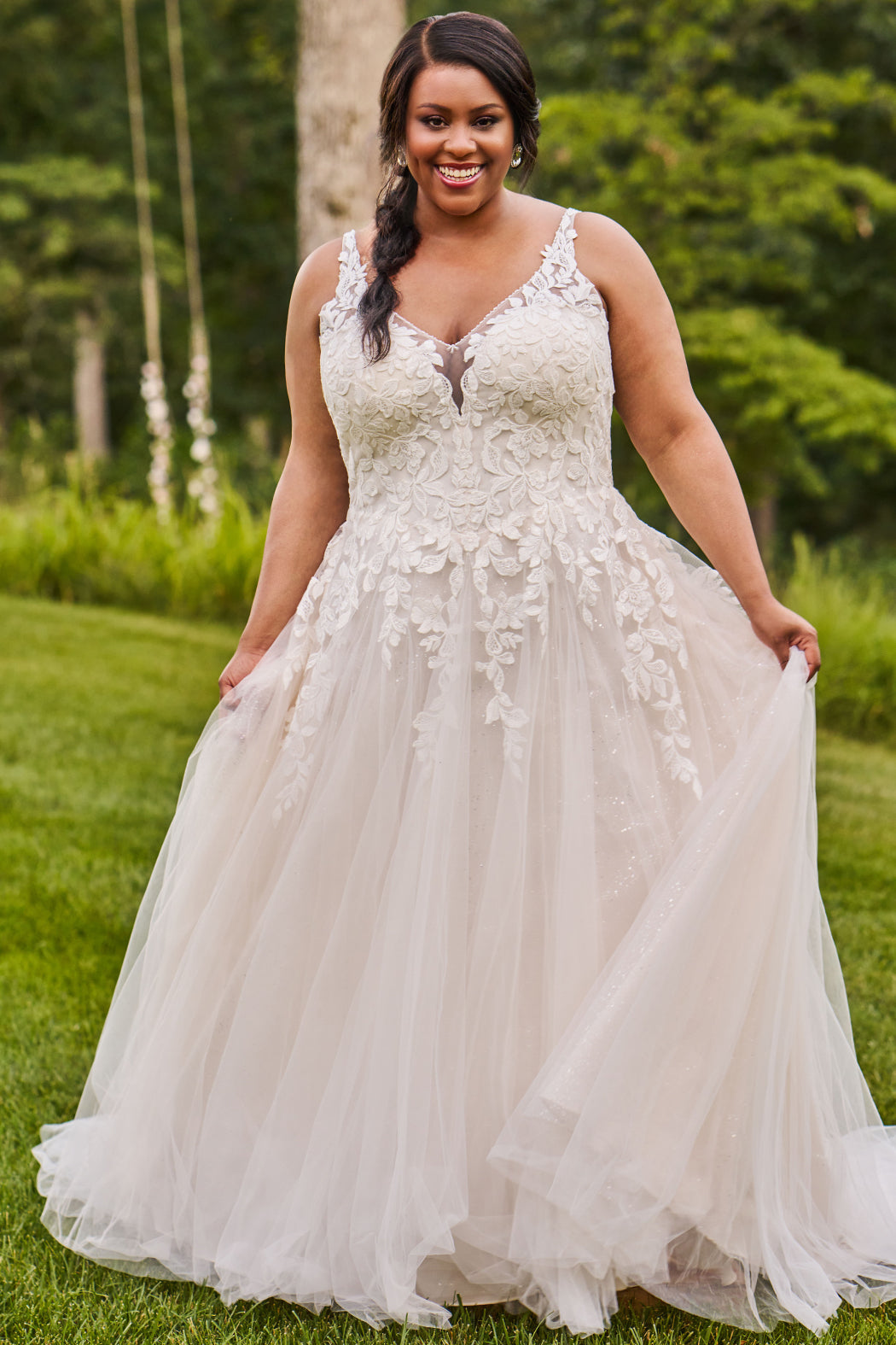 a-line plus size wedding dress Magnolia Bridal Gown NIC+ZOE Dani Dress - Adorned with delicate lace Joseph Ribkoff Signature Collection Color:Mauve/Silver