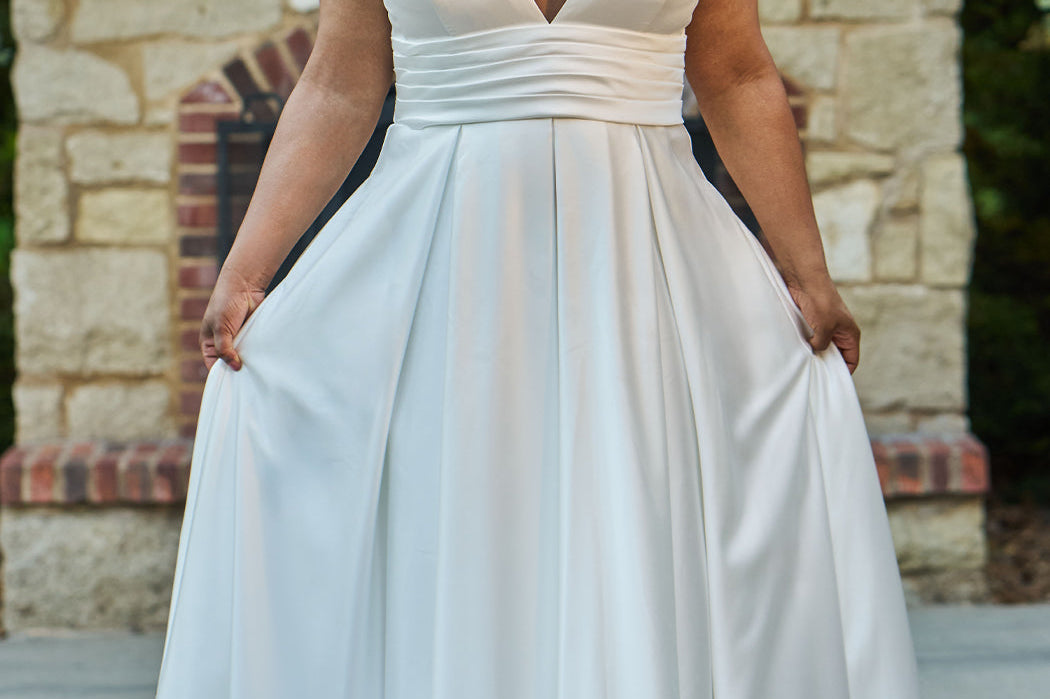 Simple Satin Plus-Size Aline Wedding Dress Michelle Bridal