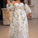 Ember Ivory Floral Embroidered Plus Size Wedding Dress