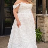 Rosette Ivory 3D Floral Plus Size Wedding Dress