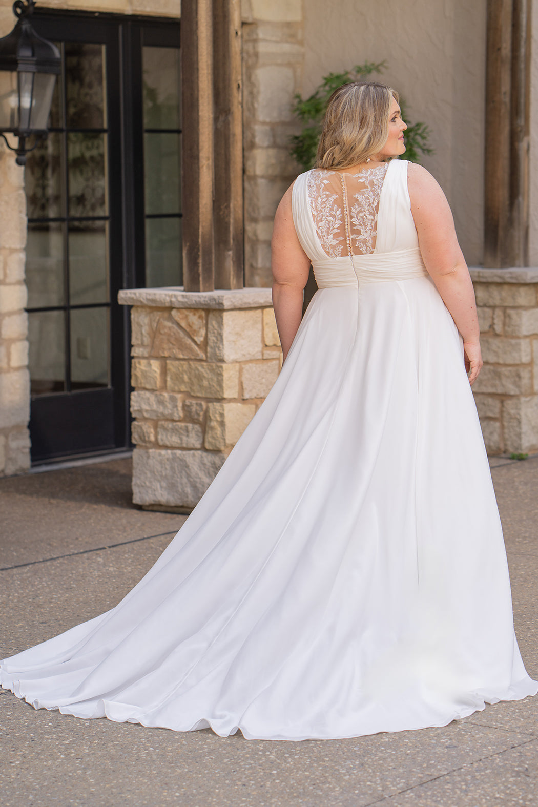 Chiffon Aline Plus Size Wedding Dress Sleeves – Sydney's Closet