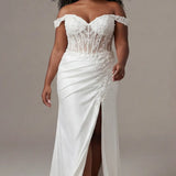 The Rebel Plus Size Ivory Lace Corset Wedding Dress