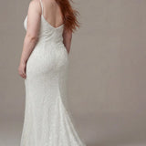 The Trendsetter Plus Size Lace & Pearl Wedding Dress