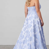 The Heart's Desire Blue Plus Size Jacquard Wedding Dress