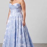 The Heart's Desire Blue Plus Size Jacquard Wedding Dress