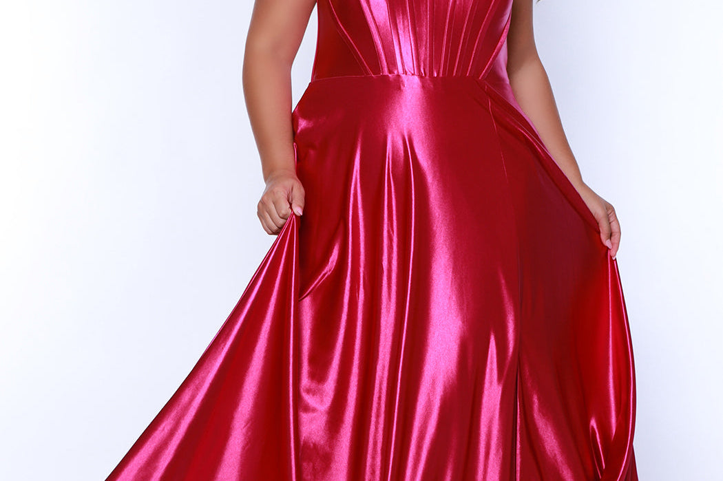 Plus Size Corset Satin Evening Gown Sydney's Closet SC7380