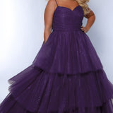 Top Tier Purple Sparkle Prom Ball Gown