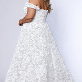 Beautiful Me Ivory Rosette Plus Size Formal Dress