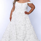 Beautiful Me Ivory Rosette Plus Size Formal Dress