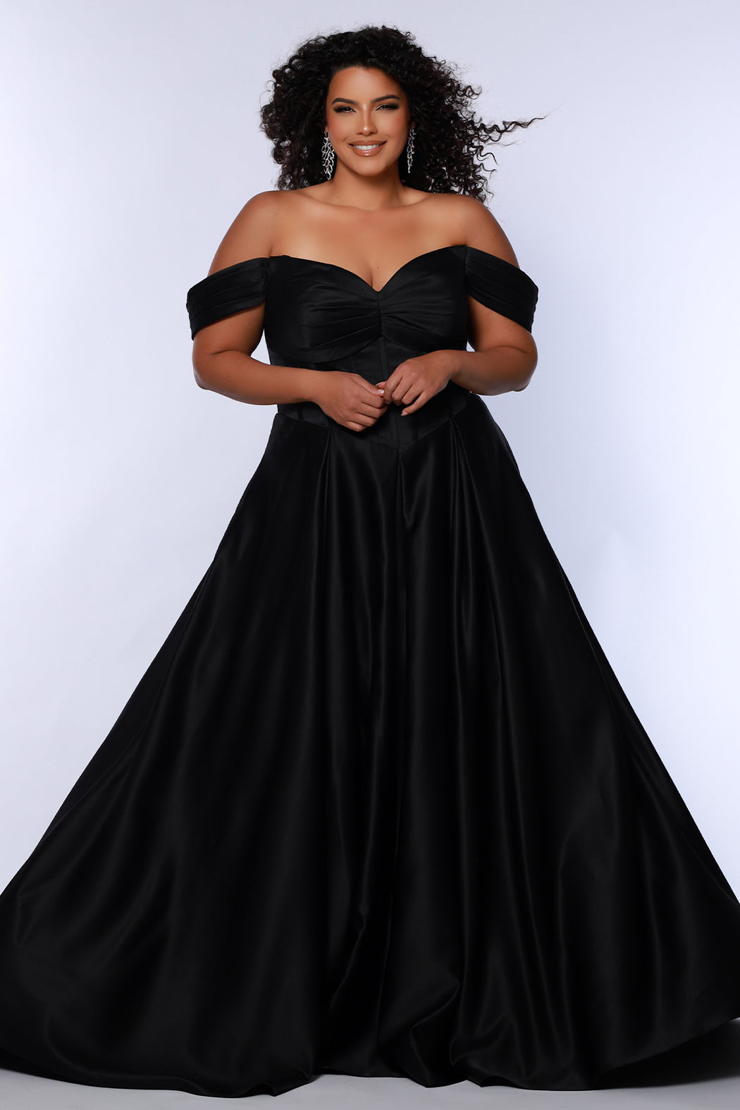 Natural Elegance Black Floral Ball Gown - Sydney's Closet SC7407