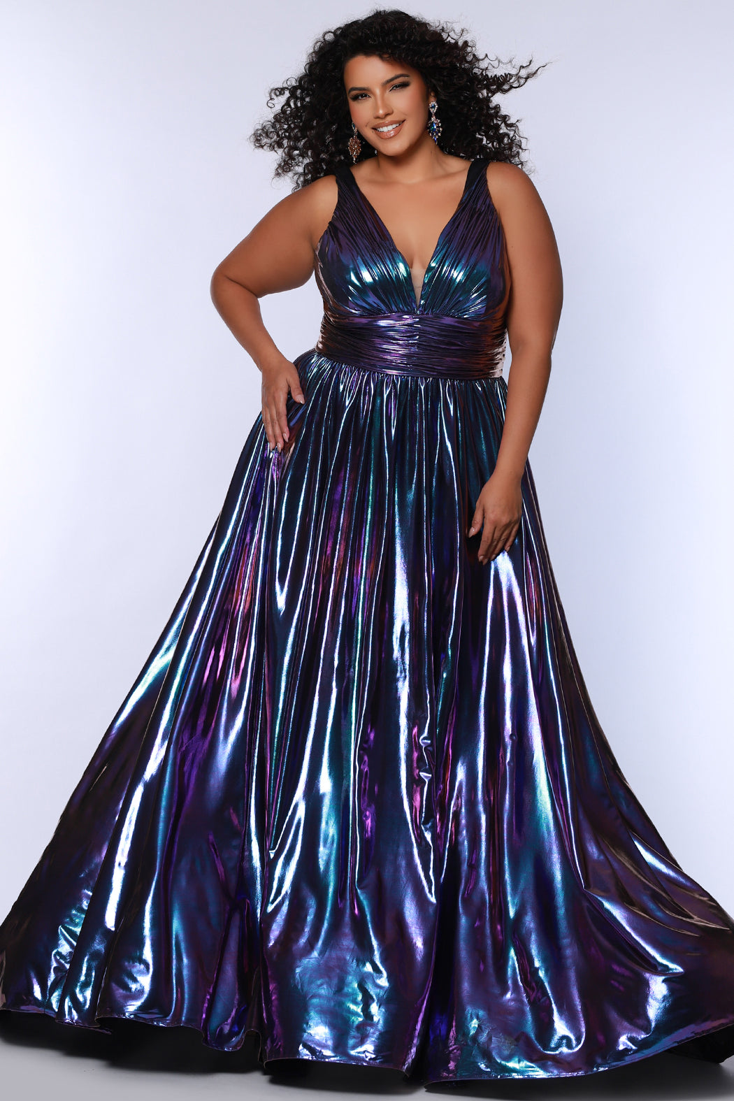 plus size metallic dresses Polished A-line Stretch Knit Formal Dress Peacock / 16 Golden State Warriors Jerseys GL-01.28.26 Color:Mid Blue neck bodice
