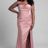 Keep It Sleek Blush Pink Plus Size Fitted Prom Dress
