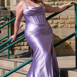 Keep It Sleek Lavender Plus Size Fitted Prom Dress