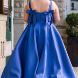 Picture Perfect Sapphire Satin Plus Size Prom Ball Gown