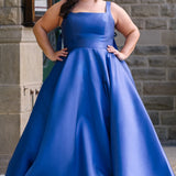 Picture Perfect Sapphire Satin Plus Size Prom Ball Gown