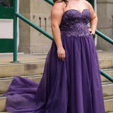 The Night Is Young Plum Plus Size Sparkle Prom Ball Gown