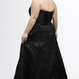 Celebrate in Style Black Jacquard Curvy A-Line Formal