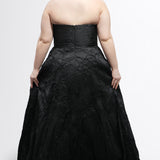 Celebrate in Style Black Jacquard Curvy A-Line Formal