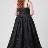 A Little Luxe Black Brocade Plus Size Ball Gown