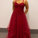 Every Little Detail Burgundy Plus Size A-Line Prom Dress
